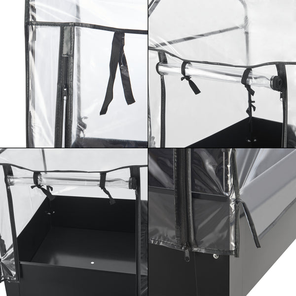 Aiola rialzata con serra Katwijk 60x60x152cm Acciaio Antracite [en.casa]