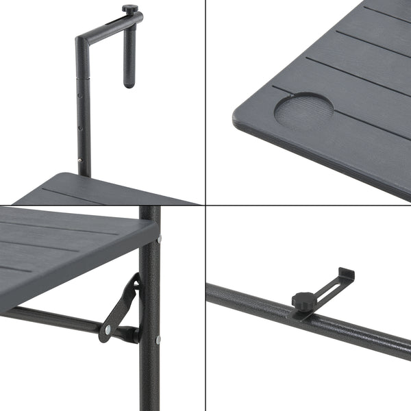 Tavolo sospeso Badolato 83,5x60x60 cm Angolare Grigio scuro [en.casa]