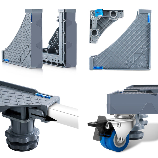 Carrello 'Maisach' con Base Regolabile per Elettrodomestici, Supporto di Rialzo con Rotelle e Piedini - Grigio [en.casa]
