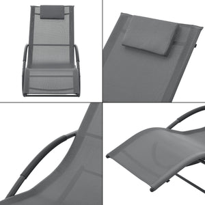 Lettino Prendisole a Dondolo Tarent'con Poggiatesta Rimovibile - Grigio Scuro [en.casa]