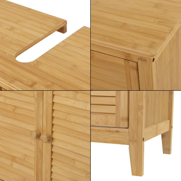 Armadio Sottolavabo Värmdö con 2 Ante a Persiana Mobiletto da Bagno in Bambù [en.casa]