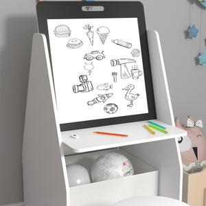 Tavolo per bambini con lavagna Ferrol 88x51x49 cm Bianco [en.casa]