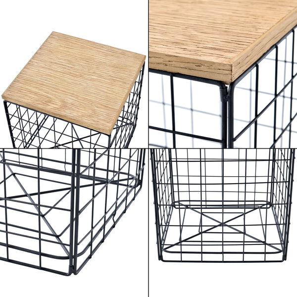 Tavolino Contenitore 'Indalsälven' a Forma di Cubo - Nero/Effetto Legno [en.casa]