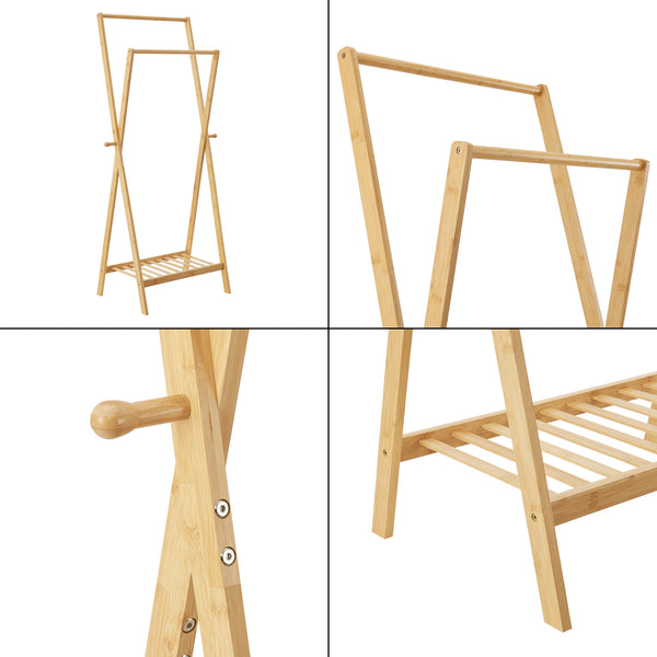 Stand Appendiabiti 'Keitele' Organizzatore Guardaroba in bambù [en.casa] 