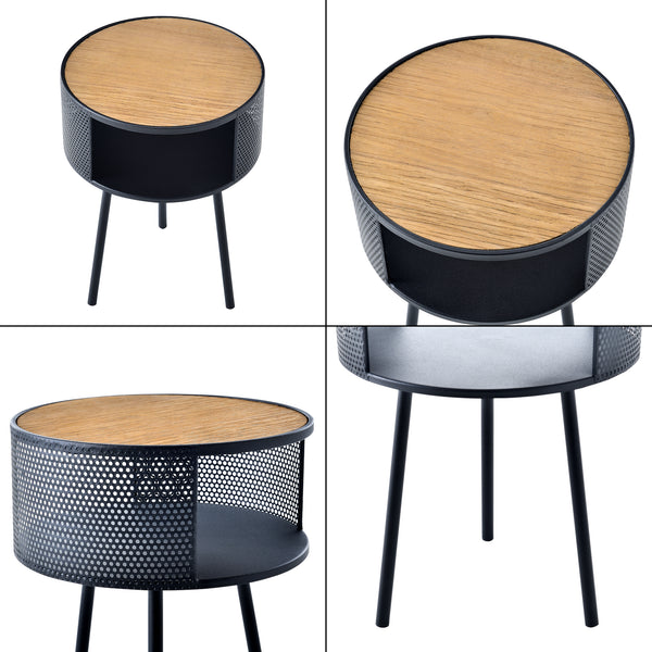 Tavolino laterale Bjørnsund rotondo largo 34 cm [en.casa]