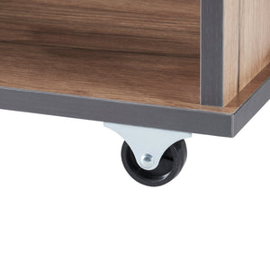 Tavolino Basso con Rotelle 'Haarby' Consolle da Divano a 2 Piani - Rovere [en.casa]