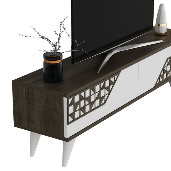 Tavolino TV Örkelljunga 40x120x30 cm Bianco / Noce [en.casa]