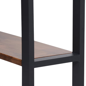 Tavolo a Consolle 'Lejre' in Metallo Nero con 2 Piani in Legno di Pino Verniciato [en.casa]