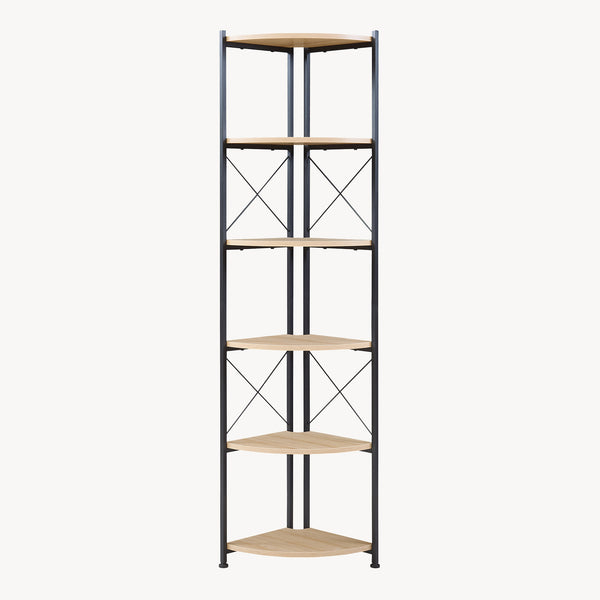 Scaffale Angolare Ulfborg con 6 Ripiani 160 x 30 x 30 cm - Nero / Effetto Rovere [en.casa]