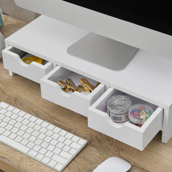 Supporto per monitor Ruovesi 12x51x25cm Bianco [en.casa]