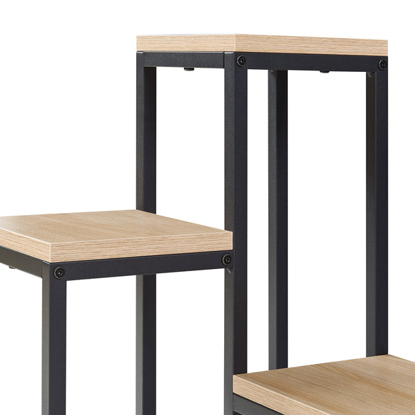 Scaffale Porta Piante Ameland a Gradoni con 4 Ripiani 67 x 34 x 34 cm - Nero / Effetto Rovere [en.casa]