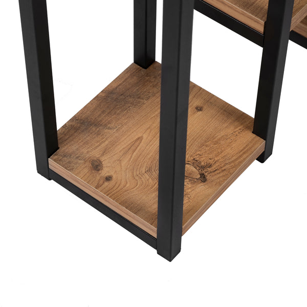 Scaffale Portapiante Rosenholm con 6 Ripiani - Nero / Effetto Legno [en.casa]