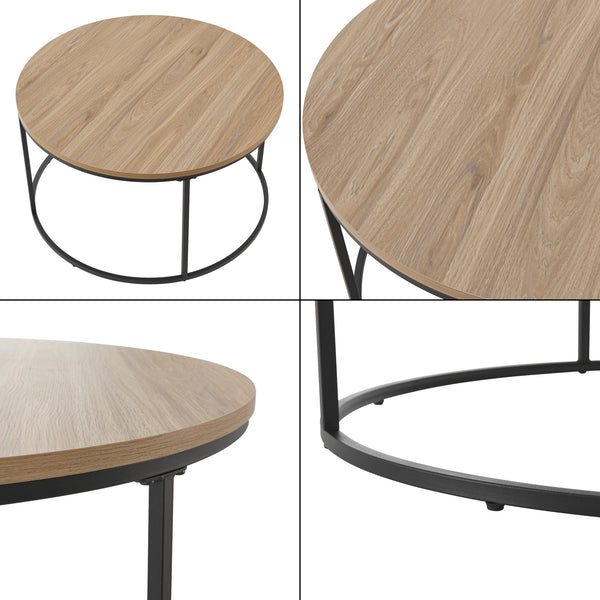 Tavolino Kuhmoinen 45xØ80 cm Nero [en.casa]