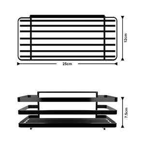 Set Pertunmaa di 2 Mensole da Bagno Cucina con Barre Anticadute - Metallo Nero [en.casa] 