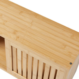 Mensola da parete Grums con due ante scorrevoli 92,5x20x33cm Bambù [en.casa]