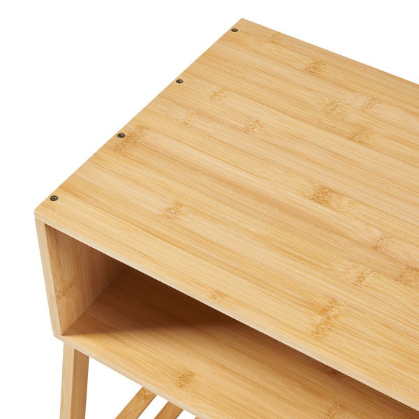 Comodino Håbo in Bambù Naturale con Scomparto e Piano a Griglia [en.casa] 