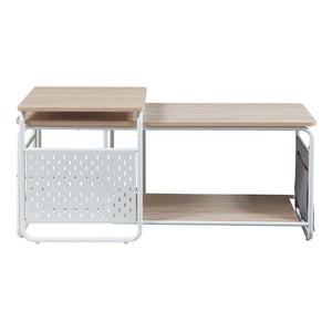 Tavolino TV Dyrøy con tavolino laterale Bianco/Quercia [en.casa]