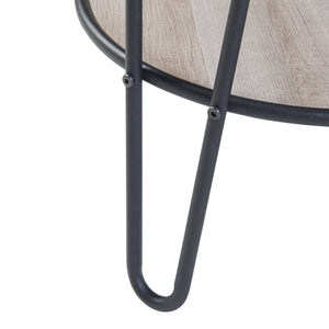 Tavolino laterale Ylöjärvi con 2 ripiani Nero/effetto quercia [en.casa]