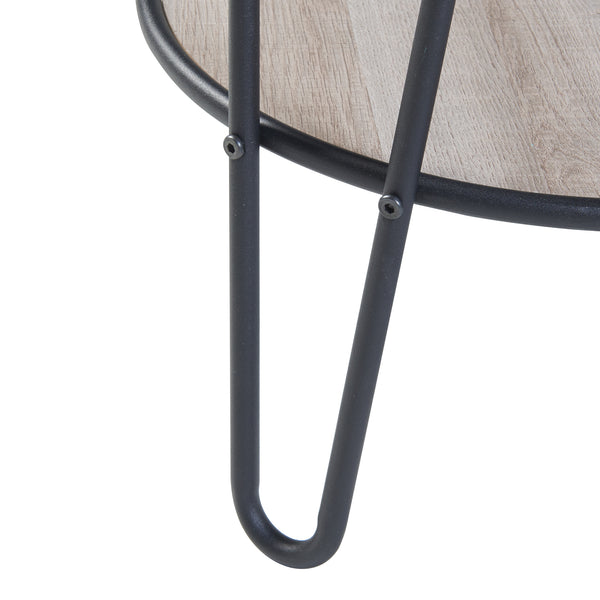 Tavolino laterale Ylöjärvi con 2 ripiani Nero/effetto quercia [en.casa]