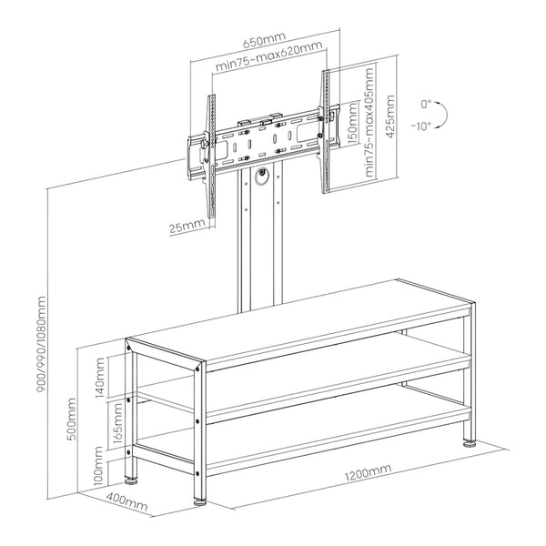 Supporto TV con tavolino TV Stockholm 120x40x108 cm [pro.tec]