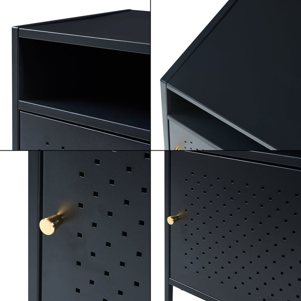 Comodino Janakkala 55x40x40 cm Acciaio Nero [en.casa]