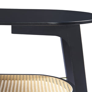 Tavolino da salotto Taivalkoski 120x43x40 cm Nero/effetto rattan [en.casa]