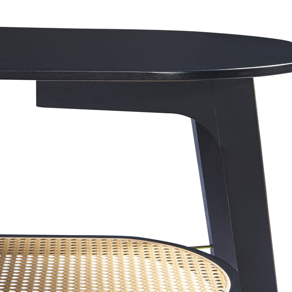 Tavolino da salotto Taivalkoski 120x43x40 cm Nero/effetto rattan [en.casa]