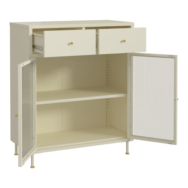 Sideboard Lindau Acciaio 97x80x40 cm Bianco crema [en.casa]