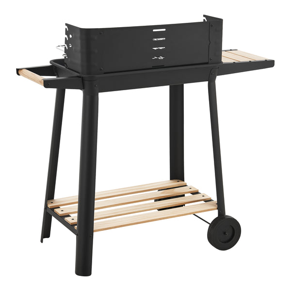 Carrello da barbecue Ari 78x86x30cm Nero/Legno [casa.pro]