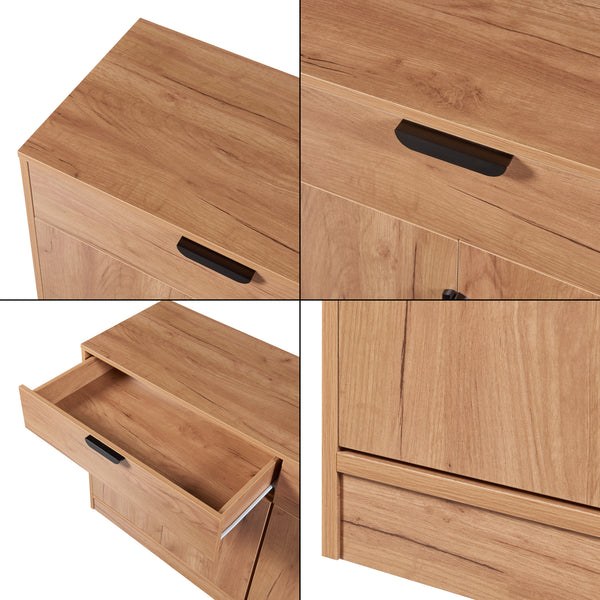 Sideboard Varkaus 75x140x40cm MDF effetto quercia [en.casa]