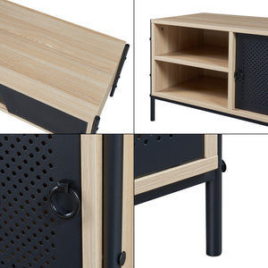 Mobile TV Tysnes 120x40x45 cm effetto quercia/nero [en.casa]