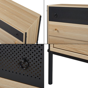 Cassettiera Tysnes con 3 cassetti 80x80x40 cm Quercia/Nero [en.casa]