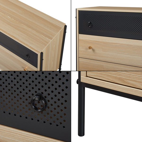 Cassettiera Tysnes con 3 cassetti 80x80x40 cm Quercia/Nero [en.casa]