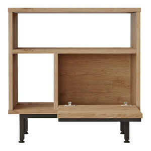 Tavolino Kvænangen 60x60x26 cm effetto quercia/rattan [en.casa]