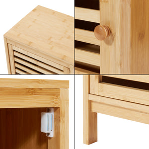 Comodino Ypäjä in Bambù a 3 Ante Tavolino Laterale 82 x 33 x 27 cm - Naturale [en.casa]