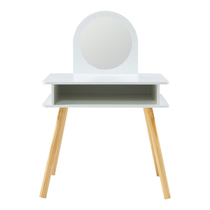 Tavolo da trucco per bambini con sgabello Ovanåker Bianco/Naturale [en.casa]