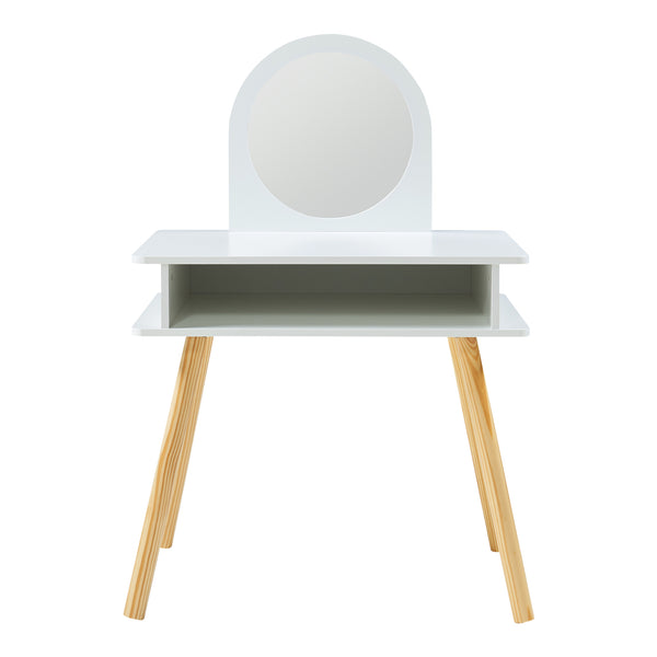 Tavolo da trucco per bambini con sgabello Ovanåker Bianco/Naturale [en.casa]