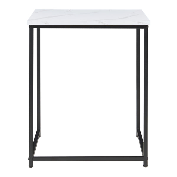 Tavolino da salotto Trollhättan 3 pz. effetto marmo, bianco [en.casa]