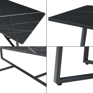 Tavolino da salotto Riskiften 120x60x48 cm effetto marmo, nero [en.casa]