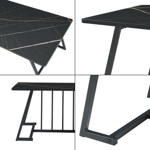 Tavolino Nospoo 120x60x46 cm effetto marmo, nero [en.casa]