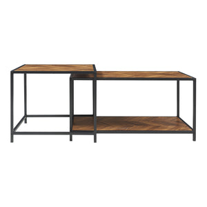 Set di 2 Tavolini da Salotto Kurghore di Diverse Misure - Nero/Effetto Rovere Scuro [en.casa]