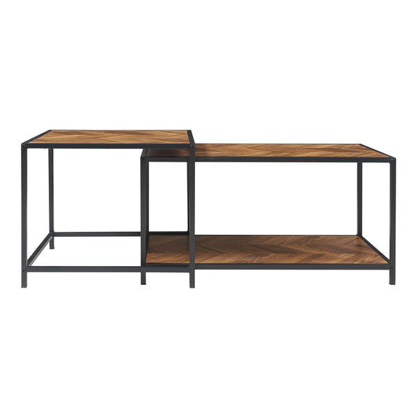 Set di 2 Tavolini da Salotto Kurghore di Diverse Misure - Nero/Effetto Rovere Scuro [en.casa]