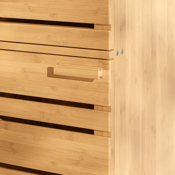 Mobiletto da Bagno Epind con Cassetto e 2 Scomparti Chiusi 75 x 33 x 30 cm - Bambù Naturale [en.casa]

