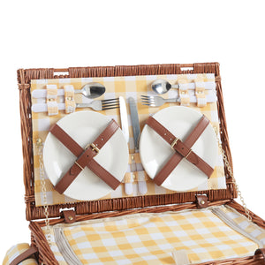 Cestino da Picnic Brindisi per 4 Persone Valigia Picnic in Rami di Salice Set Completo casa.pro 