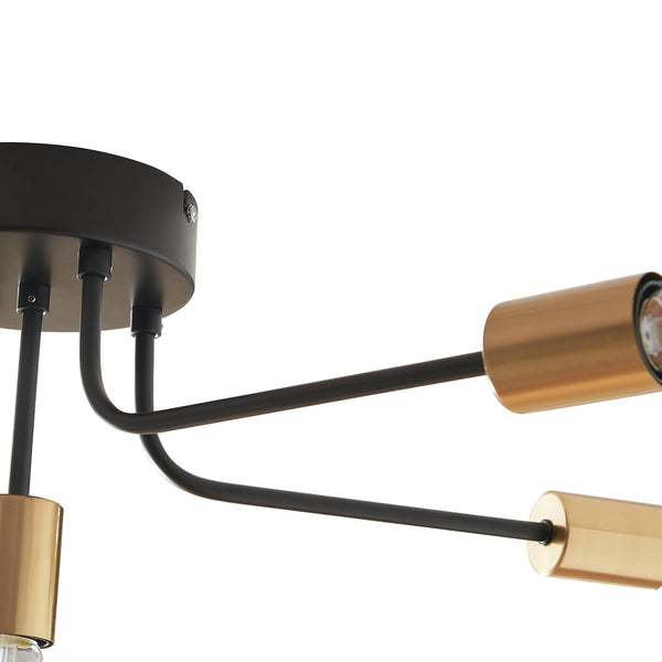 Plafoniera Benfleet 5 x E27 Nero/Ottone [lux.pro]