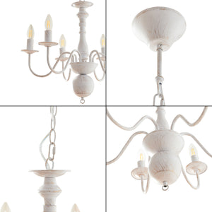 Lampadario Berkeley con 6 Bracci Curvi E14 Bianco Vintage lux.pro 