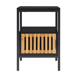 Comodino Luniehti 58x40x33 cm Nero/Naturale [en.casa]