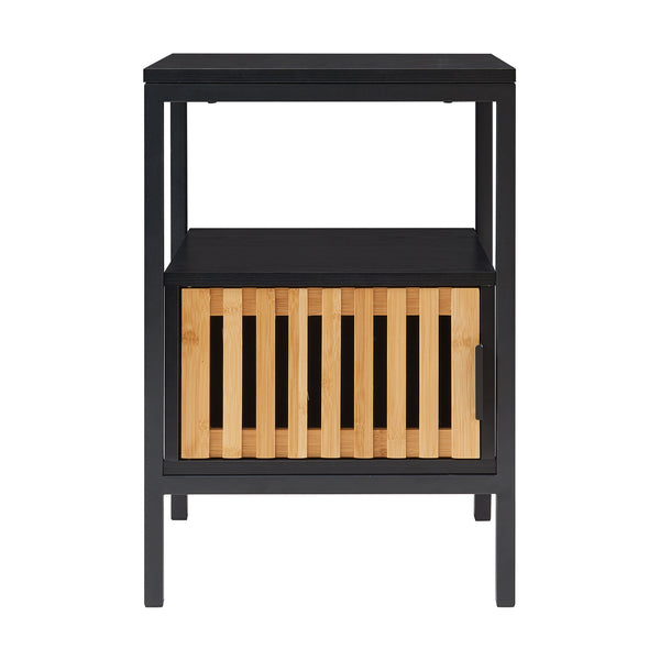 Comodino Luniehti 58x40x33 cm Nero/Naturale [en.casa]