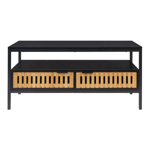 Tavolino Luniehti 100x40x48 cm Nero/Naturale [en.casa]