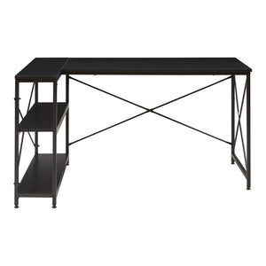 Scrivania Raundsvalt con 1 ripiano a L 137x88x75 cm Nero [en.casa]